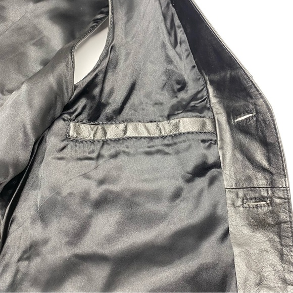 Men's Black Leather Vest 44 VNT L’AVION Pockets Back Buckle BIKECORE - Picture 6 of 12
